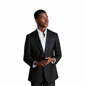 Klasični crni vuneni sako Charles Tyrwhitt Natural Stretch Twill Suit Jacket — Black - Slim fit | 52 | Produžena
