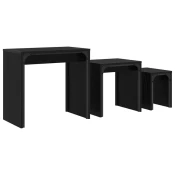 Vidaxl Gnezdeča Kavna Miza 3 pcs Črni hrast 60 x 35 x 56 cm