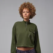 Nike Jordan Brooklyn Fleece Womens 1/4-Zip Hike Mike Top - Green - Fleece