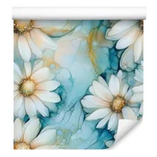 Tapeta s črnilom Turkizna, svetlo siva, morsko zelena in celadon 50x1000 cm