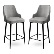 Hanah Home Set 2 barske stolice Sivo-Crni