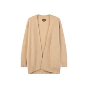 GOBI Cashmere Pletena jopa Ajour Knit Open-Front Cashmere Cardigan bež