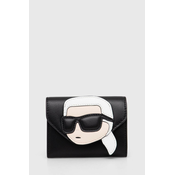 Kožni novčanik Karl Lagerfeld za žene, boja: crna, 245W3214