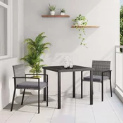 Vrtni set za objed 3 pcs Siva Čelik s prahom premazan