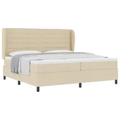 Vidaxl Postelja z vzmetnico z vzmetnico krema 200 x 200 cm blago