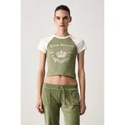 Juicy Couture kratka ženska majica bombažna z elastanom REGAL REBELLE RAGLAN