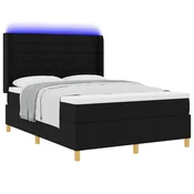 Krevet s opruga kutije s LED trakama Crna 140 x 200 cm tkanina