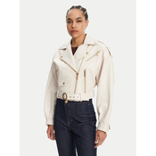 Just Cavalli Usnjena jakna 78PAVP05 Bela Loose Fit