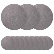 vidaXL Placemeti iz jute 12 pcs Siva O 30 cm 100% Tossa juta