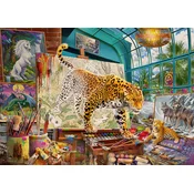 Trefl - Puzzle Puzzle Premium Plus Tea Time: Leopardi v slikarskem ateljeju - 1 000 kosov