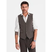 Ombre Mens elegant SLIM FIT herringbone vest - graphite