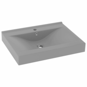 MAISON CHIC Razkošen Umivalnik - Kopalna umivalnik - Lavabo z luknjo mat svetlo siv 60x46 cm keramičen, (21684810)