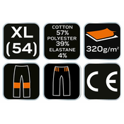 Muška trenerka donji dio Comfort vel. XL/54 320g/m2 crna/siva Neo