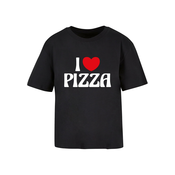 Womens T-shirt Pizza Love black