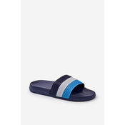 Classic mens slippers with straps, navy blue Sylri
