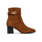 Škornji Tommy Hilfiger Th Strap Suede Block Heel Boot FW0FW09521 Temno bež