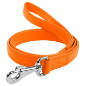 WAUDOG Ploščat usnjen povodec oranžne barve 122 cm 25 mm