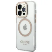 Guess OVITEK GUESS S KOVINSKIM OKVIRJEM ZA IPHONE 14 PRO 6.1 ZA MAGSAFE VISOKA ZAŠČITA