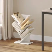 Songmics Knjižna polica 9-nadstropna v obliki drevesa 172x30x51 cm bela
