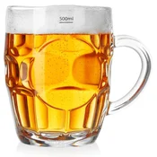 shumee Velik stekleni vrč za pivo z debelim steklenim ročajem 500 ml 0,5 L