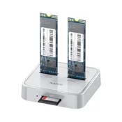 MAIWO USB Docking station 2xM.2 (SATA i NVME) K3016SD sivi