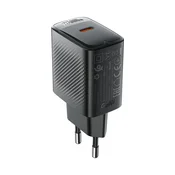 Stenski 25W polnilec Acefast A104 USB-C, GaN tehnologija - black