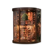 DIY Book Nook komplet za odrasle | Knjižnica Sanj | Miniaturna hiška z LED | 356 delov | Diorama za knjižno polico | 21 x 16,5 x 13,5 cm | Lubiwood