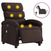 MAISON CHIC Električni masažni naslanjač - Relax naslanjač temno rjavo blago, (22134251)