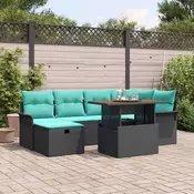 vidaXL vidaXL Vrtna sedežna garnitura z blazino 7 pcs Črna poli ratan, (5000155452)