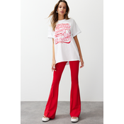 Trendyol White 100% Single Jersey Printed Oversize/Casual Fit Knitted T-Shirt
