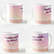Keramicka šolja Vazduh miriše na slobodu, 330ml, Roze