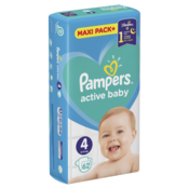 Pampers pelene Active baby veličina 4 (9-14 kg) maxi pack 62 kom
