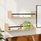 Vidaxl Stenske police s prečkami 2 kosa sonoma hrast 60x16x14 cm