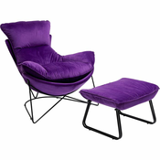 Meblo Trade Fotelja Snuggle Purple sa tabureom 109x142x84h cm