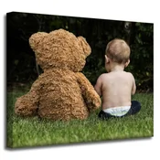 shumee Platno s sliko Otrok z medvedkom 50x40 cm