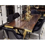 Casa Padrino luxury dining table dark brown/gold 220 x 110 x H. 81 cm - Rectangular solid wood kitchen table - Dining room furniture - Luxury furniture - Luxury furnishings