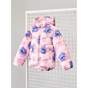 Sinsay - Kvitovana puffer jakna sa kapuljačom Stitch - pastelno roze