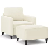 Fotelja s tabureom krem 60 cm baršunasta