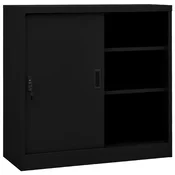 Vidaxl Pisarniška omara z drsnimi vrati črna 90x40x90 cm jeklo