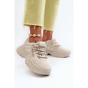 Womens sneakers with a chunky sole with decorative lacing beige Relissa