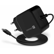 CONNECT IT C-Power Mini univerzalni USB-C adapter za laptop, PD 67 W, CRNI