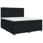 vidaXL Postelja boxspring z vzmetnico Črna 140 x 200 cm Blago