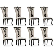 Casa Padrino luxury baroque dining chair set of 8 cream/black/gold - Magnificent baroque style kitchen chairs - Baroque dining room furniture - Luxury furniture baroque style