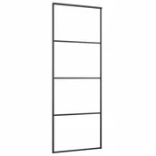 Klizna vrata s priborom crna 76 x 205 cm od ESG stakla