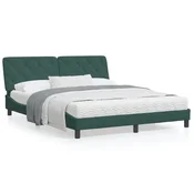 shumee vidaXL Posteljni okvir z vzglavjem temno zelen 160x200 cm žamet