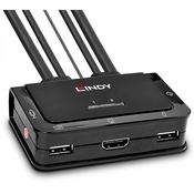 LINDY 2 Port HDMI 4K30 USB 2.0 & Audio Cable KVM Switch