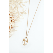 Womens delicate chain with a face motif, gold