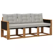 Set vanjskih sofa s jastukom 3 pcs Prirodna i svjetlosiva