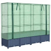 Vidaxl Dvignjena greda s pokrovom za rastlinjak videz ratana 160x40x138 cm