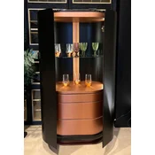 Casa Padrino luxury bar cabinet black/copper 80 x 50 x H. 165 cm - Illuminated solid wood wine cabinet with 2 doors - Living Room Furniture - Bar Furniture - Hotel Furniture